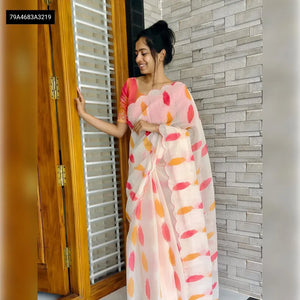 Soft Linen Digital Print Saree for Women | Casual Elegance