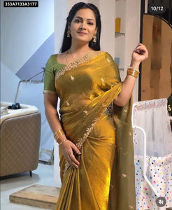 Space Chiffon Saree with Sequence Butty for Women | Festive Wear