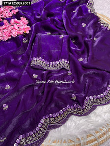 Space Silk Handwork & Sequin Saree for Women | Festive & Party Wear
