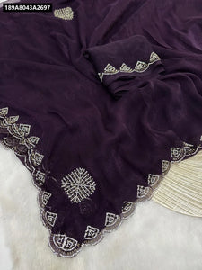Deep Plum Space Silk Jarkhan Diamond Saree for Women | Festive Elegance Ethnic Wear Online