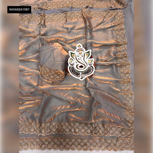 Space Silk Saree with Jarkhan Diamond Work for Women | Festive & Party Wear