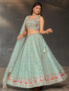 Stunner Sky Blue Wedding Lehenga - Designer Georgette Sequin Wear for Women