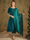 Stunning A-Line Kurti Pant Dupatta Set - Pure Cotton & Real Mirror Work for Women