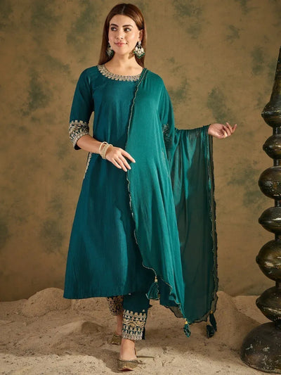 Stunning A-Line Kurti Pant Dupatta Set - Pure Cotton & Real Mirror Work for Women