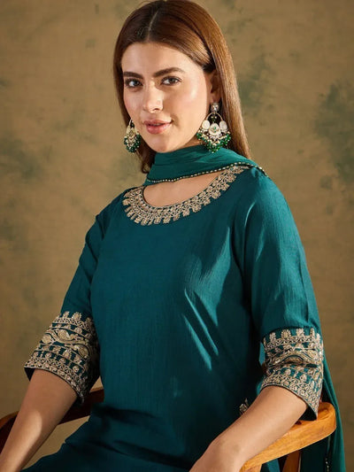 Stunning A-Line Kurti Pant Dupatta Set - Pure Cotton & Real Mirror Work for Women