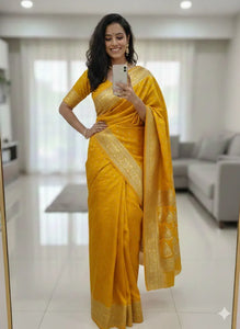 Stunning Art Silk Saree - Jacquard Border for Wedding & Party