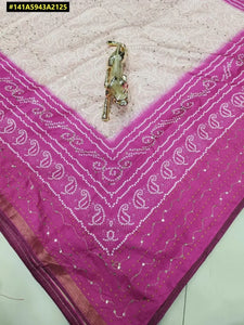 Exclusive Handloom Silk Bandhani Digital Print Saree with Zari Border