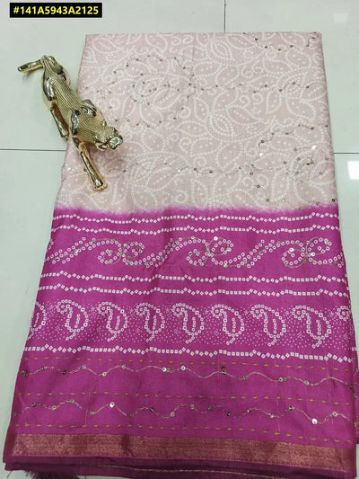 Stunning Badhani Digital Print Silk Saree - Zari & Sequin Work for Festive & Wedding Wear