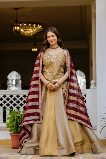 Stunning Banarasi Lehenga with Mirror Work & High Flair