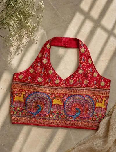 Stunning Banarasi Silk Blouse - Readymade Padded Festive Wear