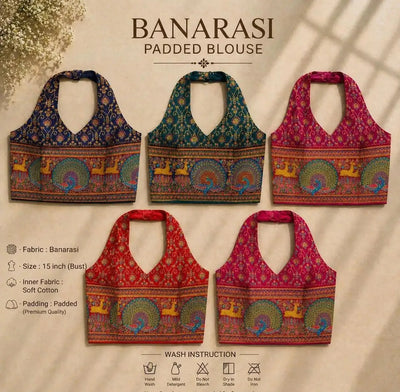 Stunning Banarasi Silk Blouse - Readymade Padded Festive Wear