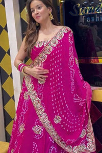 Stunning Bandhani Georgette Lehenga Choli - Gotta Patti Embroidery Festive Wear