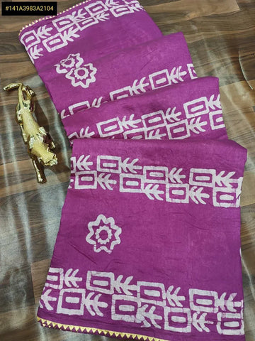 Stunning Batik Cotton Saree - Attractive Print | Festive Wear