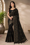 Stunning Black Georgette Saree - Designer Foil Print for Wedding Season