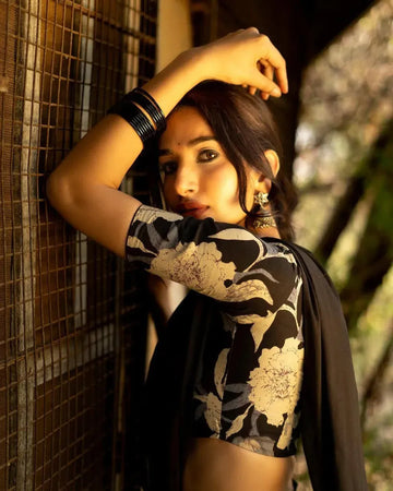 Stunning Black Mul Cotton Saree - Jacquard Border Party Wear for Women