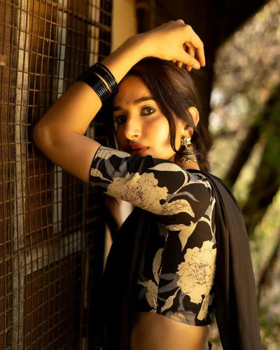 Stunning Black Mul Cotton Saree - Jacquard Border Party Wear for Women