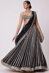 Stunning Black Organza Silk Lehenga - Mirror & Zari Work for Weddings
