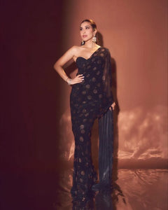 Stunning Bollywood Sequins Georgette Saree - Glamorous Round Box Embroidery for Festive Wear