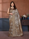Stunning Brown Jacquard Zari Saree - Pure Cotton Spun for Festive Wear