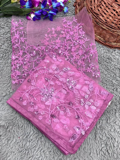 Stunning Butterfly Net Saree - Heavy Sequence Work for Party Wear Women