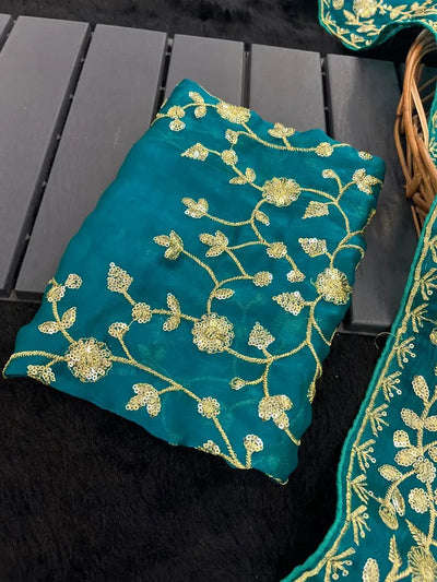 Stunning Chiffon Saree - Sequin & Zari Work for Festive Wear
