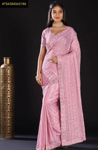 Stunning Chinnon Chiffon Saree - Sparkling Sequin & Zari Embroidery for Festive & Party Wear
