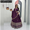Premium Plum Chinon Lehenga Choli Set with Heavy Embroidery and Sequence Work for Festive Weddings