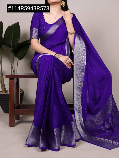 Stunning Chinon Saree - Zari Weaving Festive Wear for Women