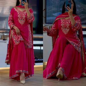Stunning Chinon Sharara Set - Heavy Sequence Work for Festive & Wedding Wear