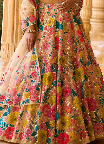 Stunning Chinon Silk Lehenga Choli - Heavy Sequence Embroidery Festive Wear for Women