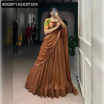 Stunning Chocolate Crush Lehenga Choli - Hand Work & Gotta Patti Festive Wear