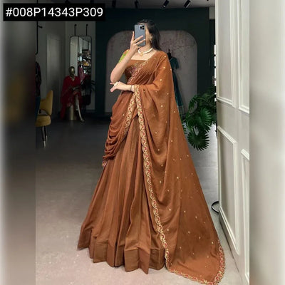 Stunning Chocolate Crush Lehenga Choli - Hand Work & Gotta Patti Festive Wear