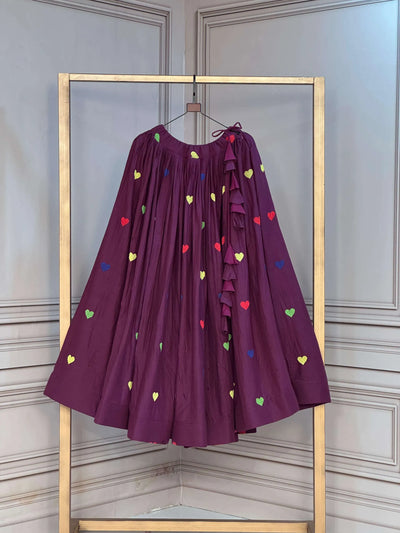 Stunning Cora Cotton Lehenga Skirt - Heart Thread Embroidery Festive Garba Wear