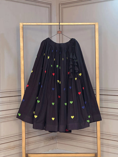 Stunning Cora Cotton Lehenga Skirt - Heart Thread Embroidery Festive Garba Wear