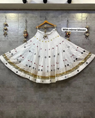 Stunning Cotton Mirror Work Lehenga - Festive Wear Skirt with Blouse