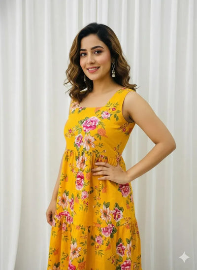 Stunning Cotton Sleeveless Maxi Dress - Dori Work for Women