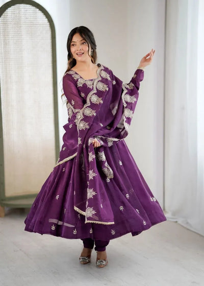 Stunning Crunchy Silk Gown - Ready-to-Wear for Festive Parties