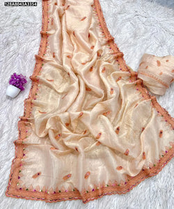 Stunning Crush Fabric Saree - Fancy Thread Embroidery for Party Wear Women