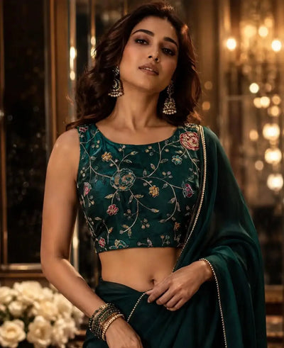 Stunning Crush Silk Blouse - Padded Embroidery Work Festive Wear for Women