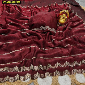 Stunning Crush Silk Saree - Sparkling Jarkhan Work for Festivals