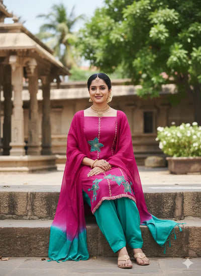 Stunning Designer Dress Material - Embroidered Coco Silk Suit Set for Festivals