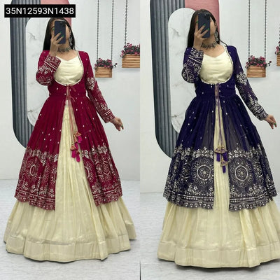 Stunning Designer Embroidered Lehenga Choli with Shrug for Elevated Festive & Party Wear