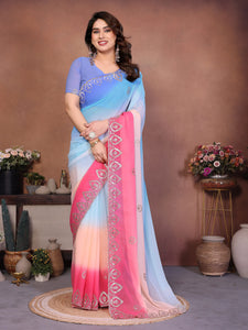 Stunning Designer Georgette Saree - Pading Embroidery for Festive & Party Wear