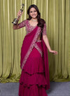 Stunning Designer Indo-Western Saree - Elegant Embroidery for Wedding Season