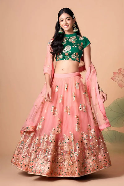 Stunning Designer Lehenga Choli - Floral Embroidery for Wedding Season