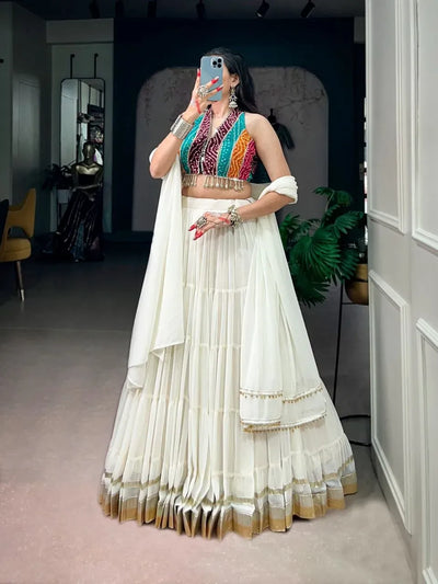 Stunning Designer Lehenga Choli - Traditional Bandhani Print for Garba & Festivals