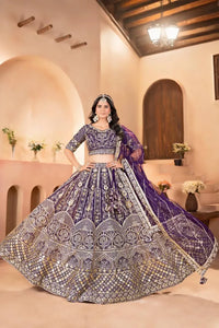 Stunning Designer Lehenga Choli with Heavy Sequin Work for Wedding Wear