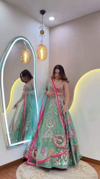 Stunning Designer Lehenga - Heavy Embroidery & Mirror Work