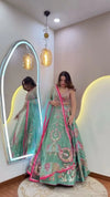 Stunning Designer Lehenga - Heavy Thread Embroidery & Cancan Flair for Weddings
