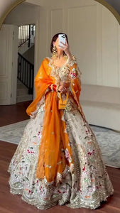 Stunning Designer Lehenga - Multicolour Thread & Mirror Work